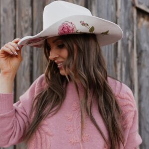 Tan Wildflower Cowboy Wool Hat