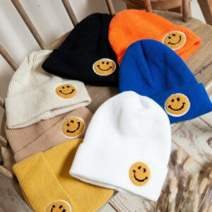 SMILEY FACE BEANIE HATS - HAPPY FACE BEANIE HATS