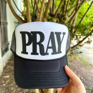 Black and White PRAY Foam Trucker Hat