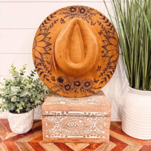 Engraved Floral Print Felt Fedora Hat